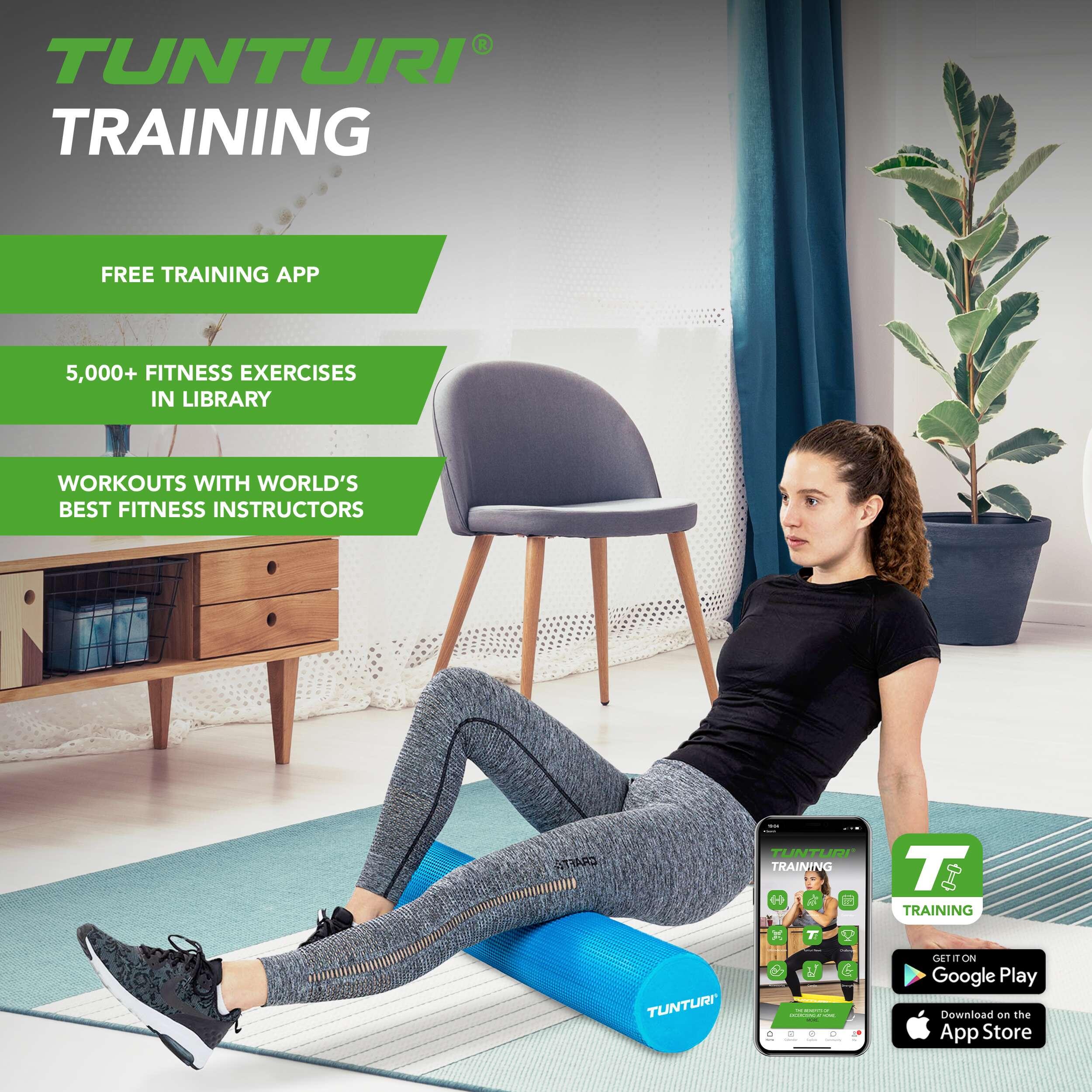 Rouleau de massage yoga 40cm EVA bleu 3/4