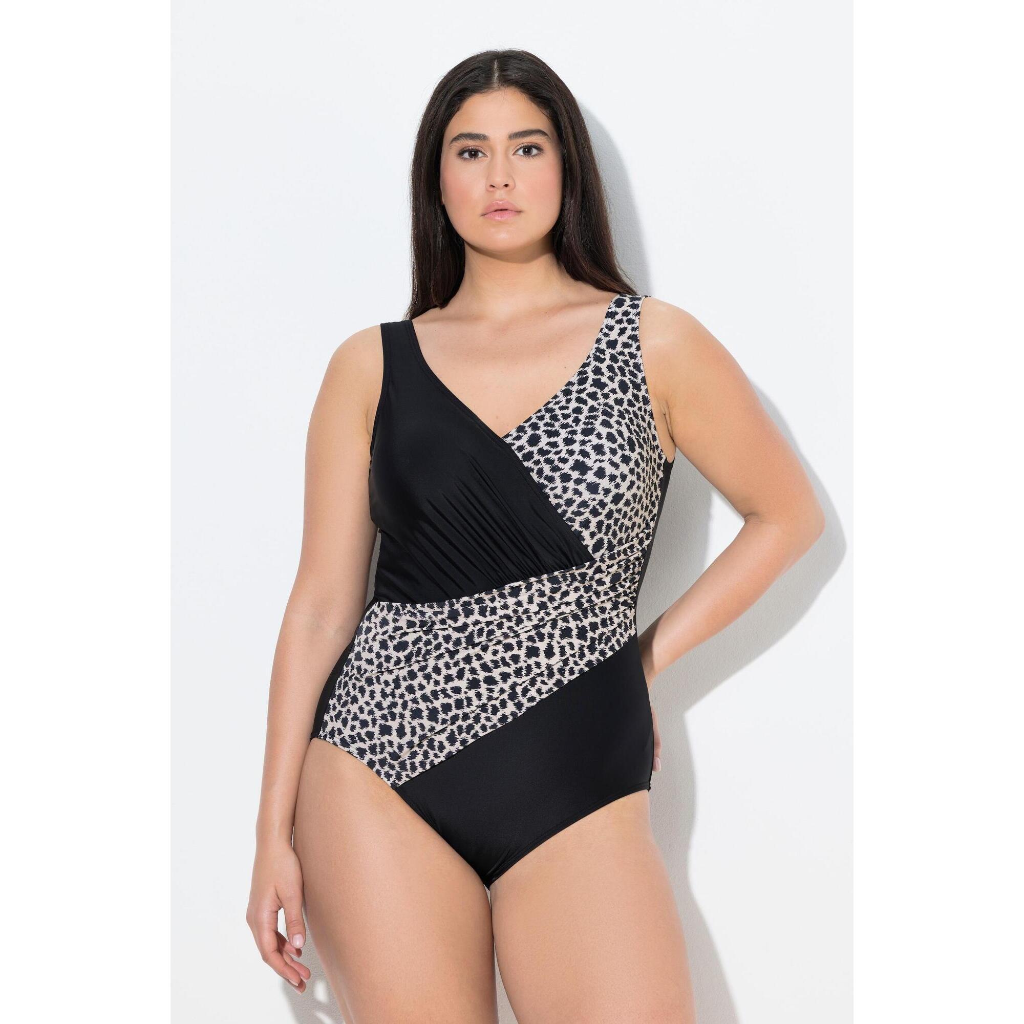 Ulla Popken - Femme Maillot De Bain À Bonnets Souples. Effet Drapé. Matière Recyclée. - Maillot De Bain 1 Pièce - Noir - 54 - Decathlon