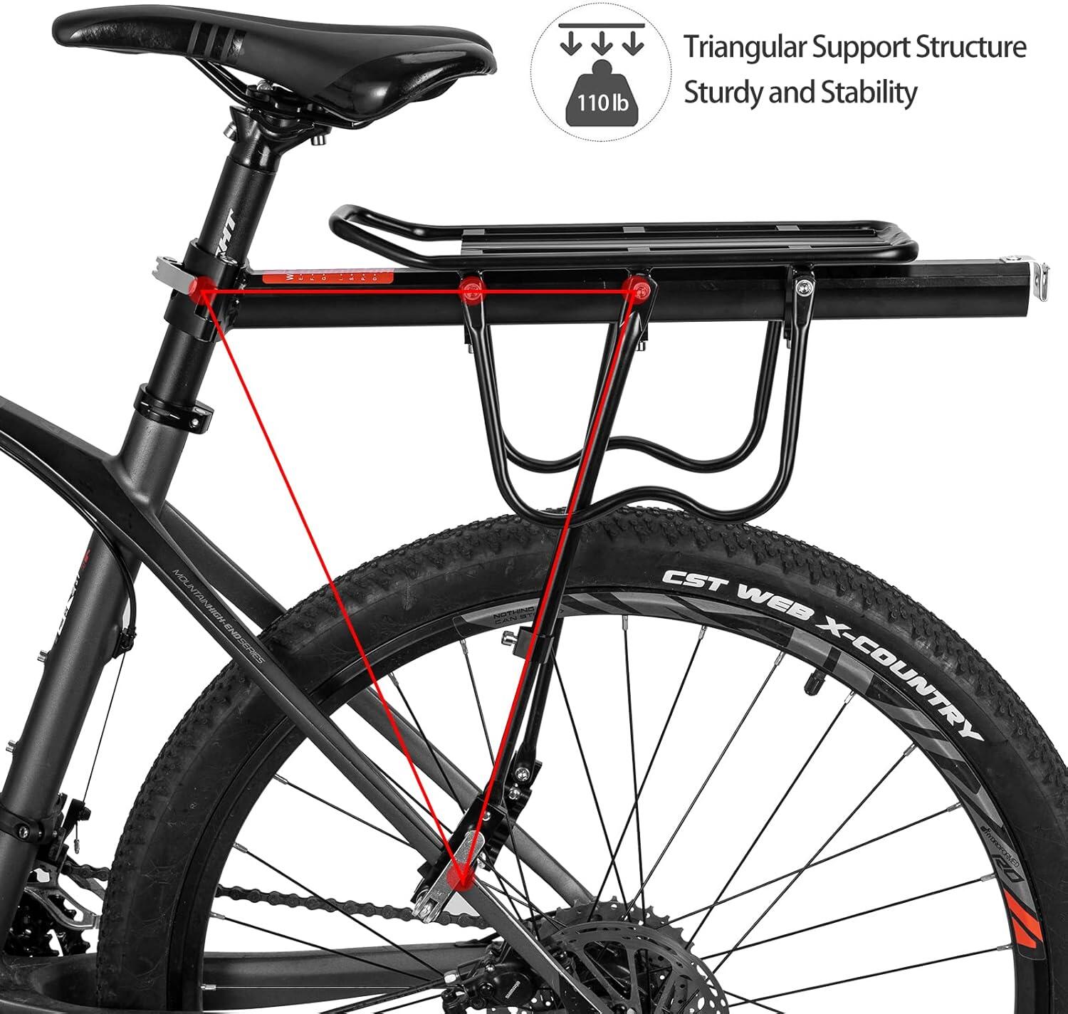 Bagageiro traseiro de liberação rápida para bicicleta 6/8