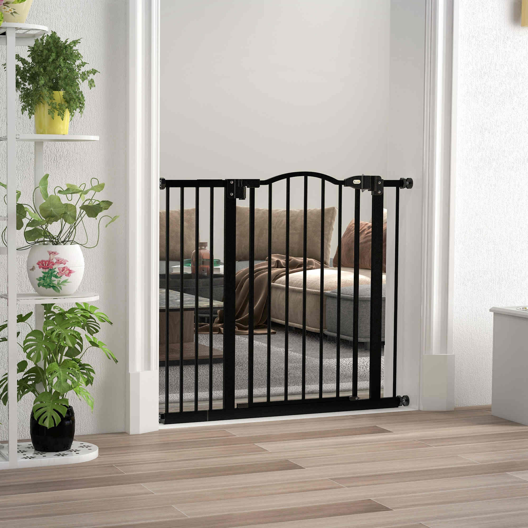 Barreira de segurança cães 74-80x78 cm preto PawHut 2/5