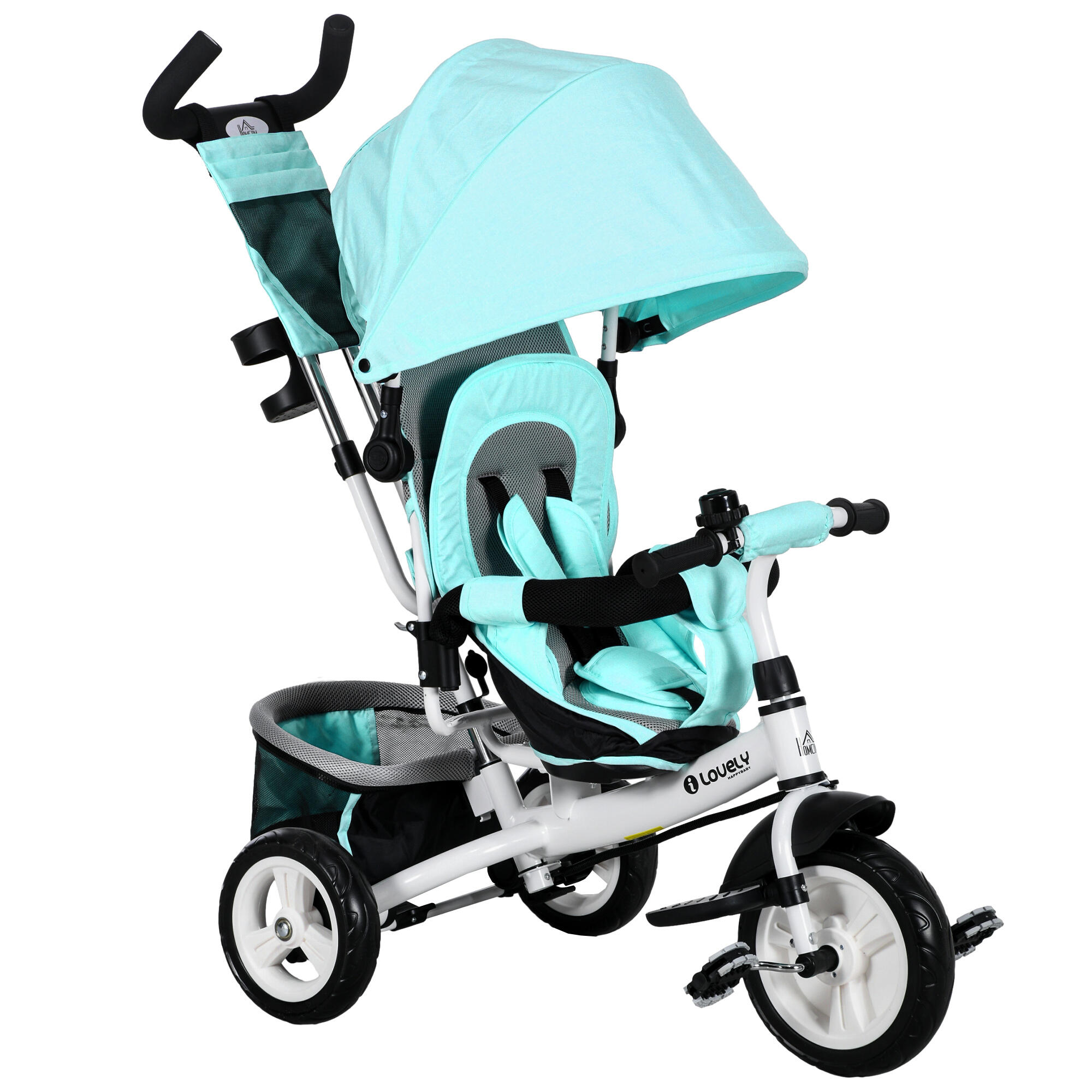 HOMCOM Triciclo para bebés 102x49x102 cm verde água HOMCOM