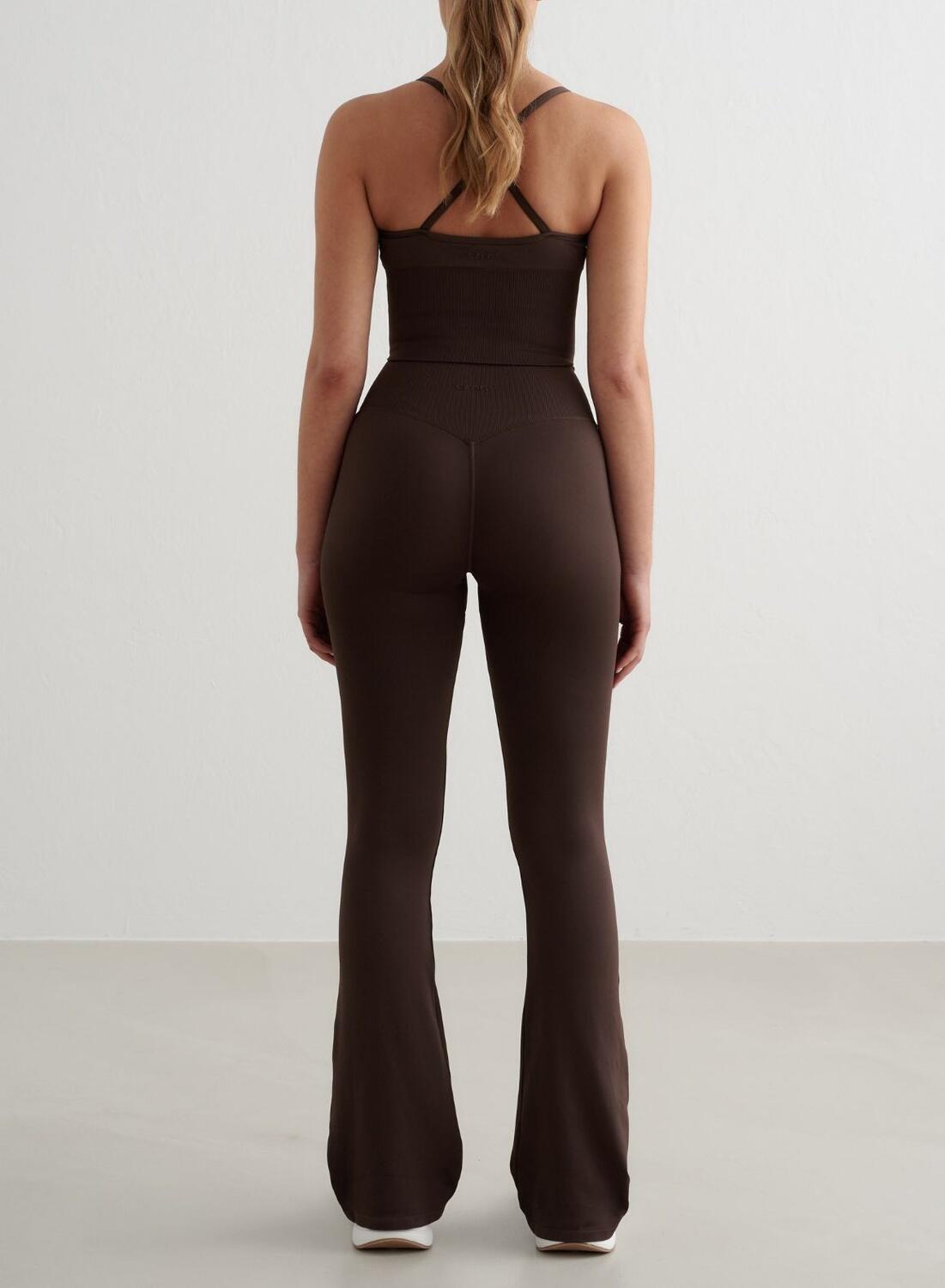 Donna Leggings Gamba Svasata Vita Alta squat proof Shape Seamless Cioccolato 2/6