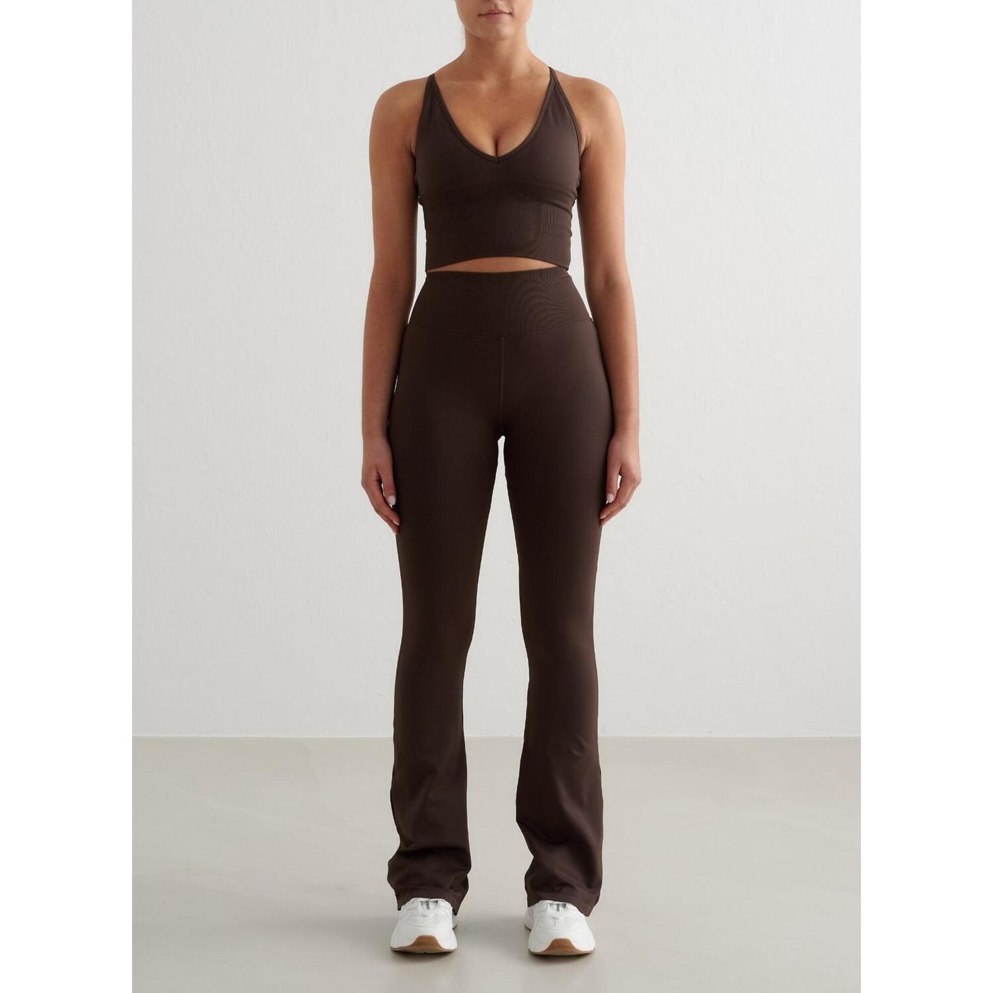 Aim'n - Femme Leggings Évasé Sans Couture Chocolat - Legging - Marron - Decathlon