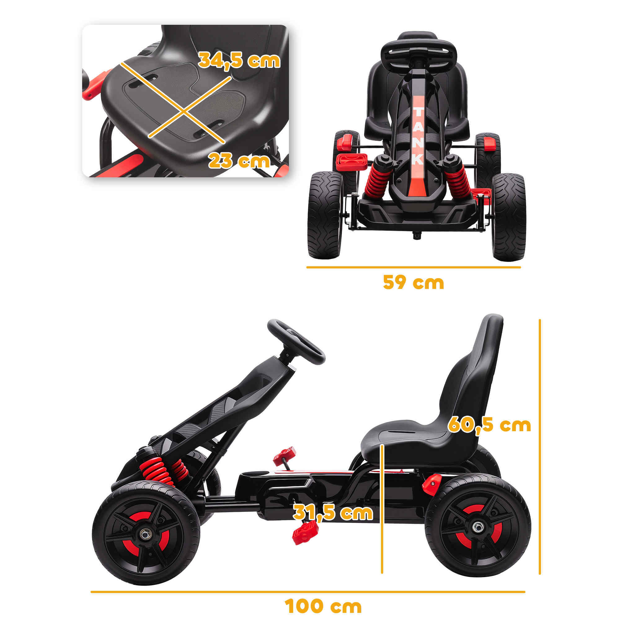 Kart a Pedais para Crianças com Travão vermelho 3/5