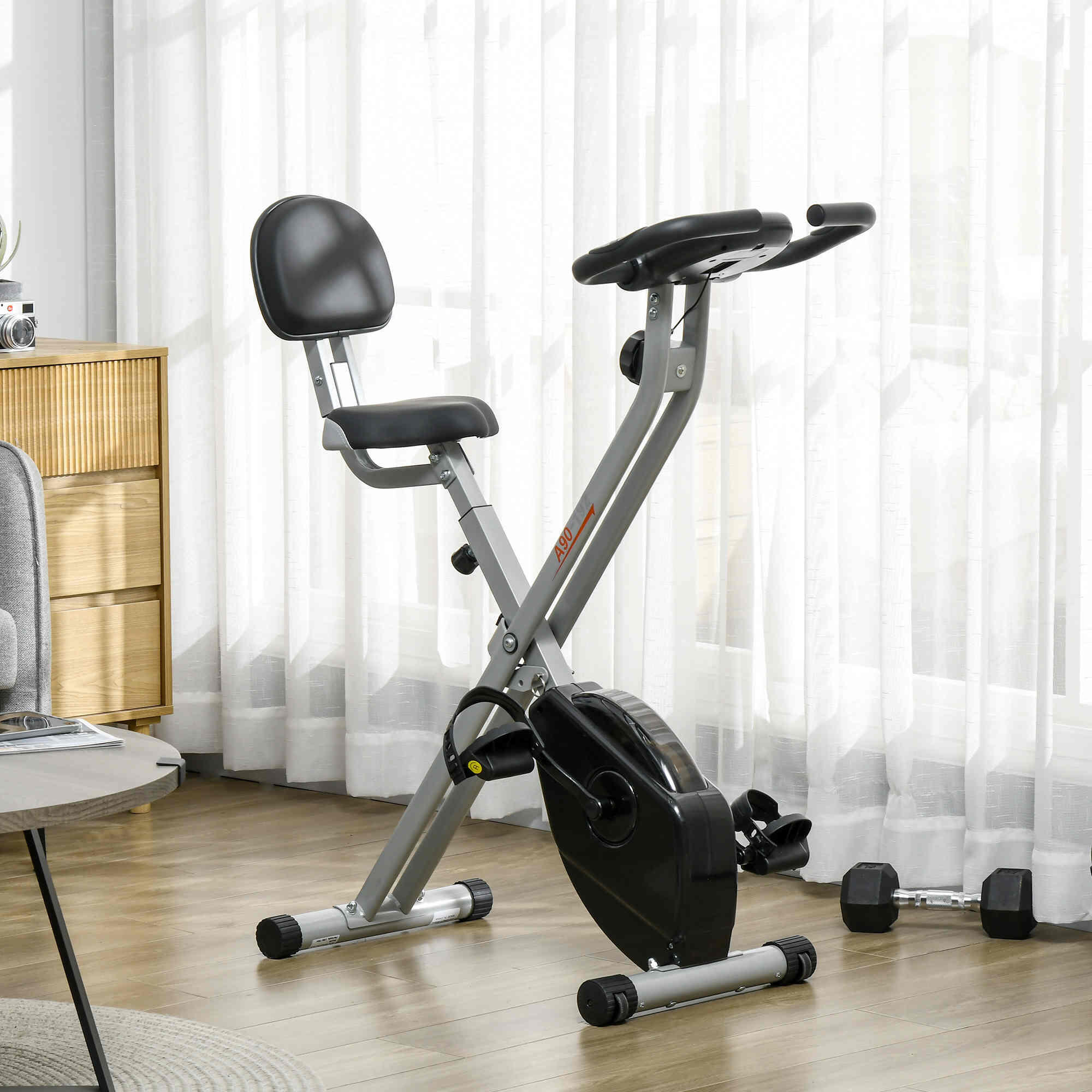 Bicicleta Estática Plegable HOMCOM 43x97x109 cm Gris 2/5