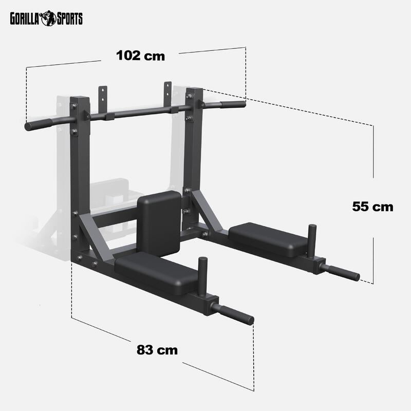 Pull-up Bar 4in1, montare pe perete, Gorilla Sports®