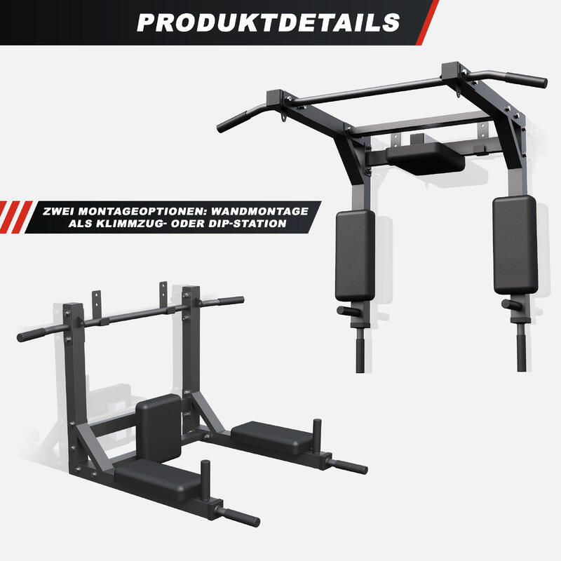 Pull-up Bar 4in1, montare pe perete, Gorilla Sports®