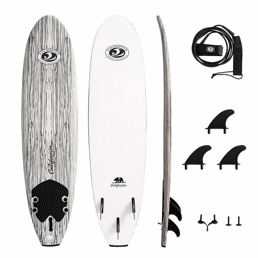 California Board Company - Cbc - Planche De Surf Mousse - Softboard 7'0 - Wood / White - Planche De Surf - Blanc - 7' - Decathlon