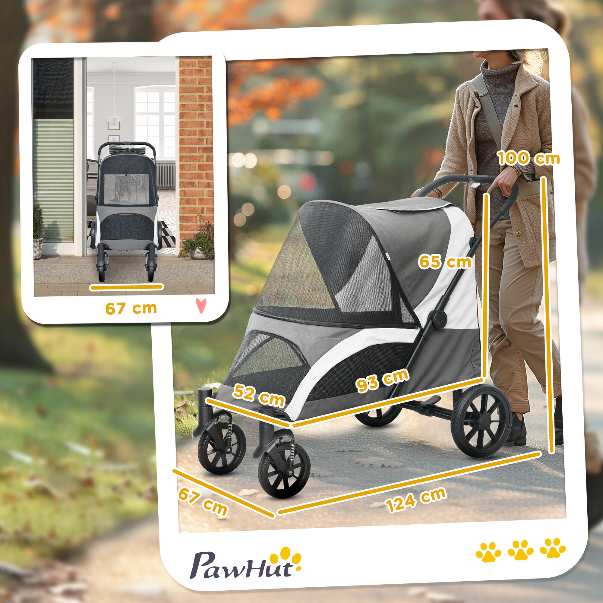 Carrinho Dobrável para Cães Grande com Almofada Lavável cinzento escuro 3/5