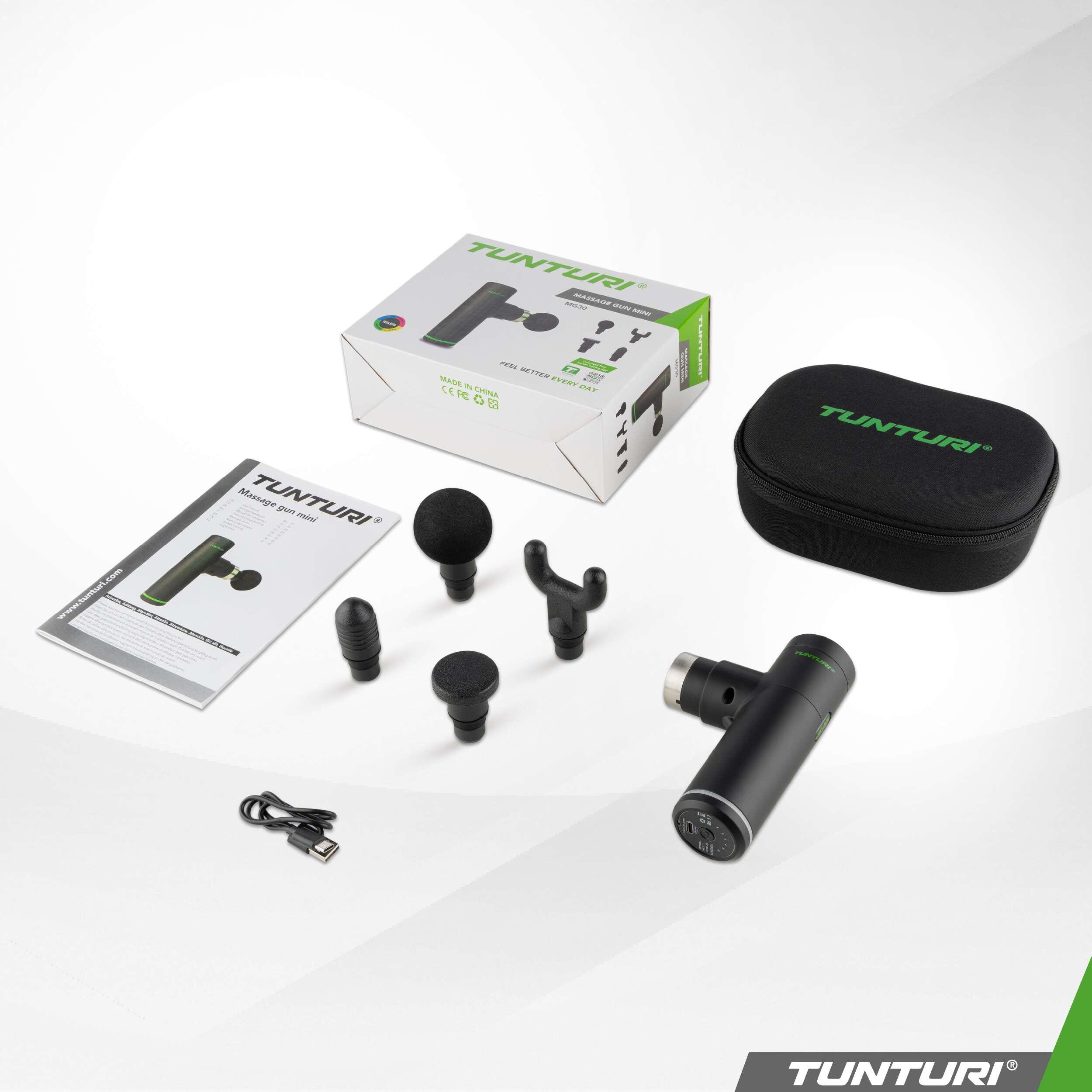 Pistola de masaje fitness compacto recargable 4 cabezas Tunturi Mini 2/8