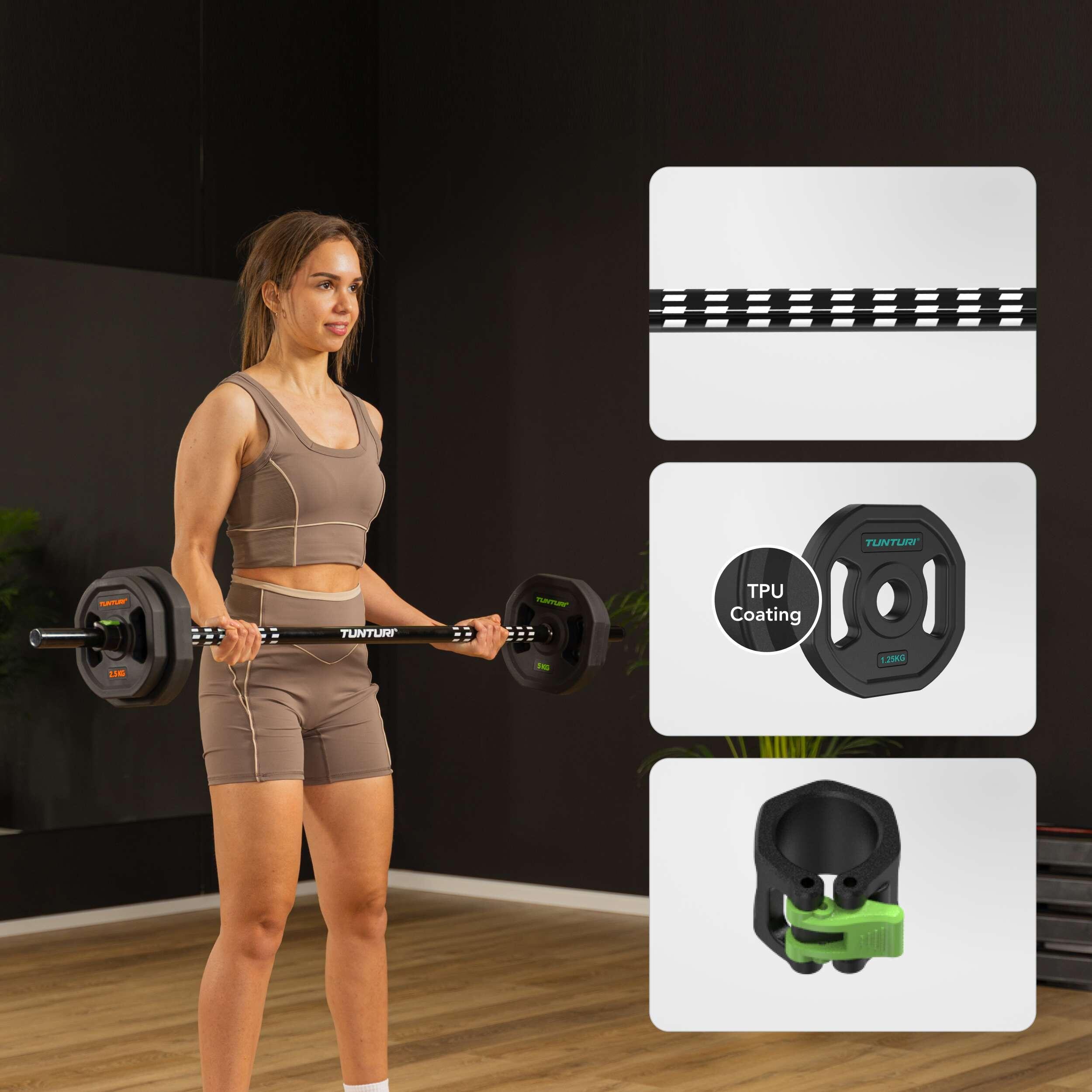 Set pesi 20kg - Gomma - 6 dischi - Set manubri 3/7