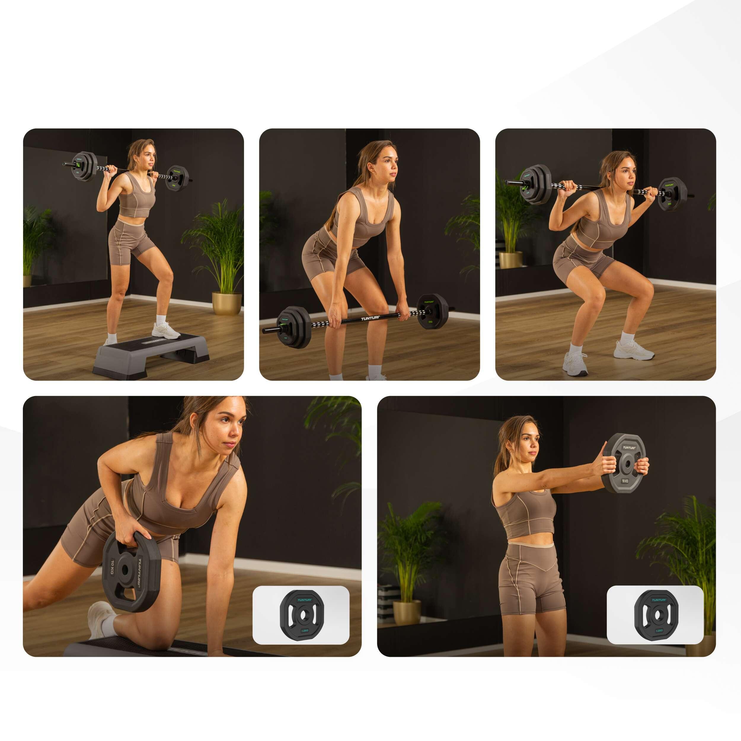 Set pesi 20kg - Gomma - 6 dischi - Set manubri 5/7