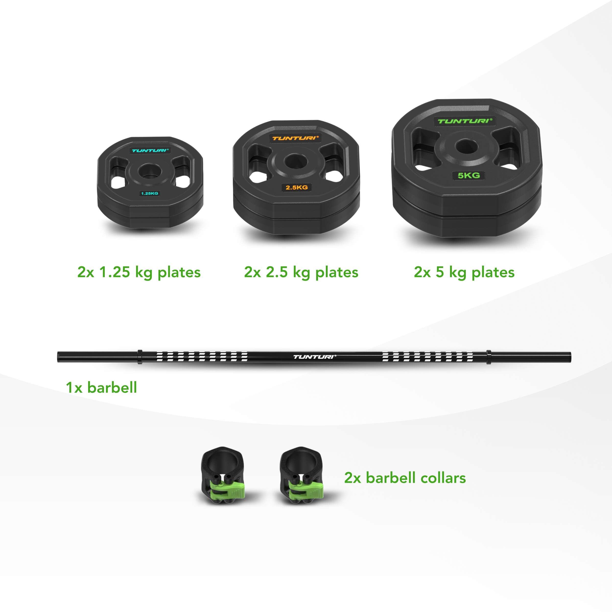 Set pesi 20kg - Gomma - 6 dischi - Set manubri 4/7