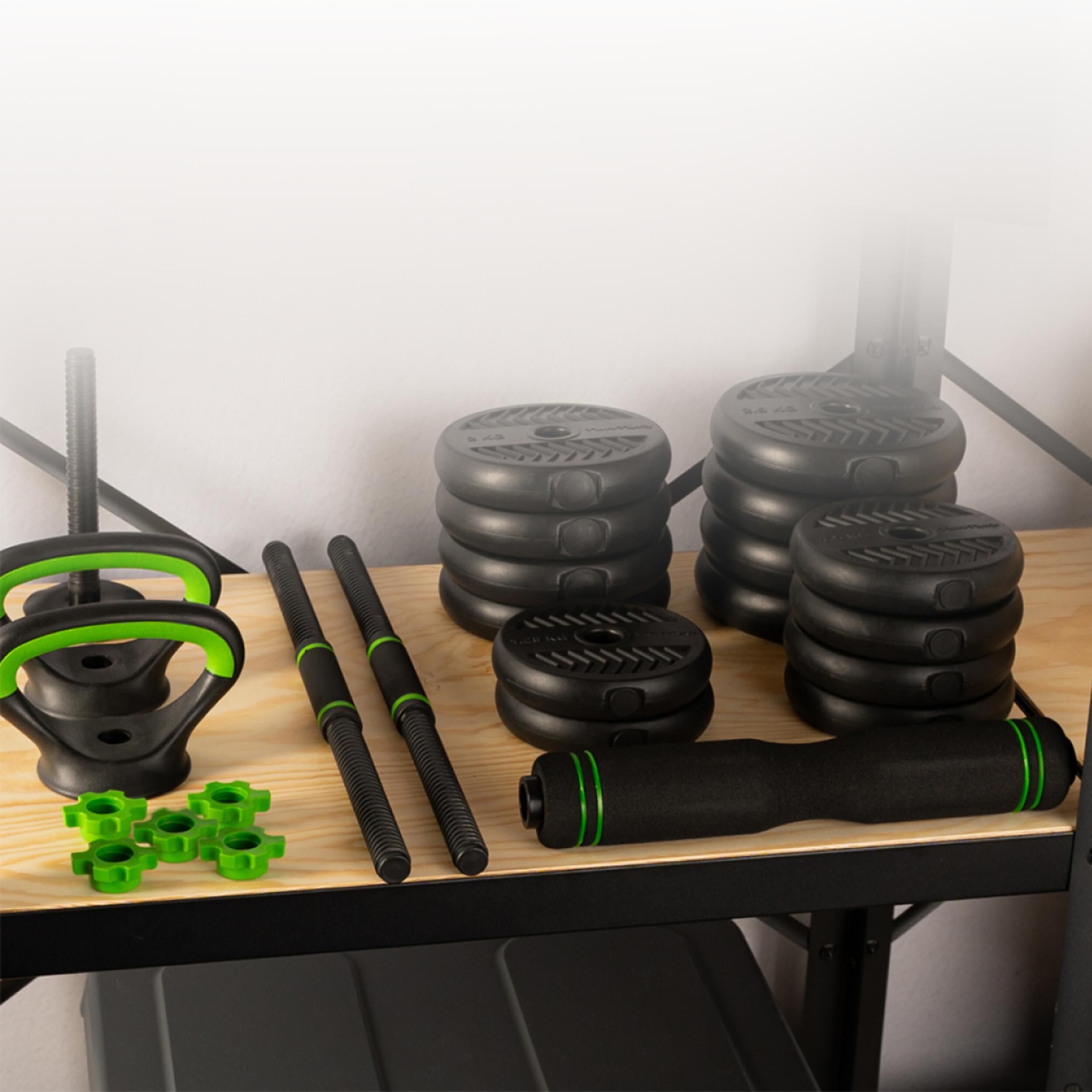 Tunturi Halter En Dumbells Vinyl- Halterset 28 Kg - Halterstang Met Gewichten Barbell Set Schroefsluiting 30 Mm Anti Slip Grip