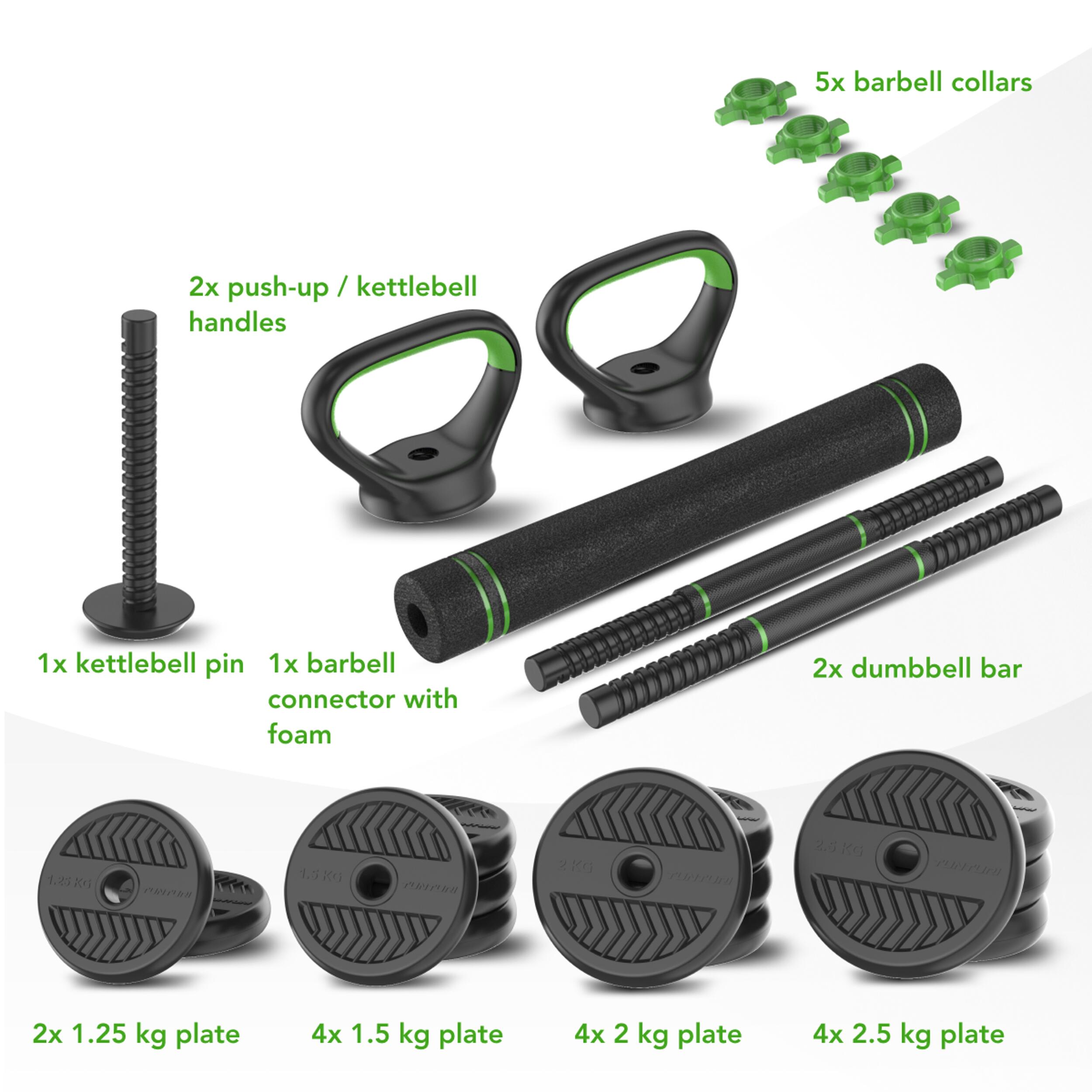 Set di pesi bilanciere e manubri 28 kg - Bilanciere in vinile con pesi 4/7