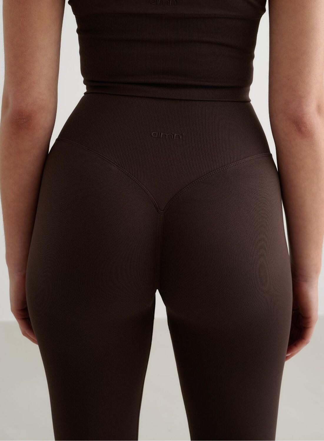 Donna Leggings Petite Senza Cuciture Cioccolato 5/6