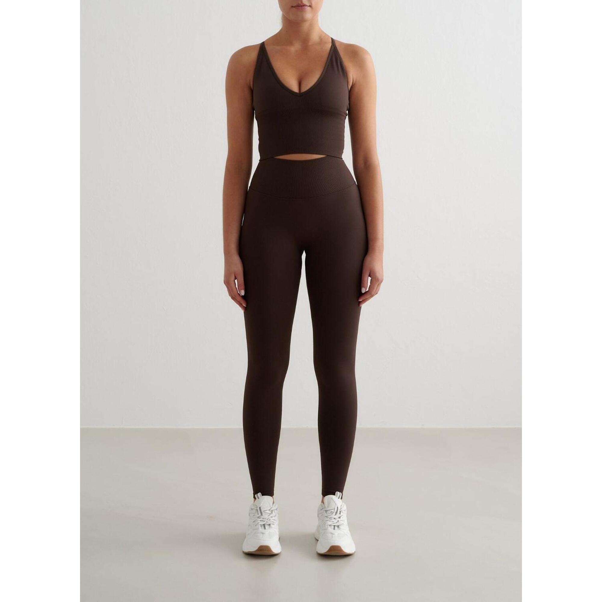 Aim'n - Femme Leggings Petite Sans Couture Chocolat - Legging - Marron - Decathlon