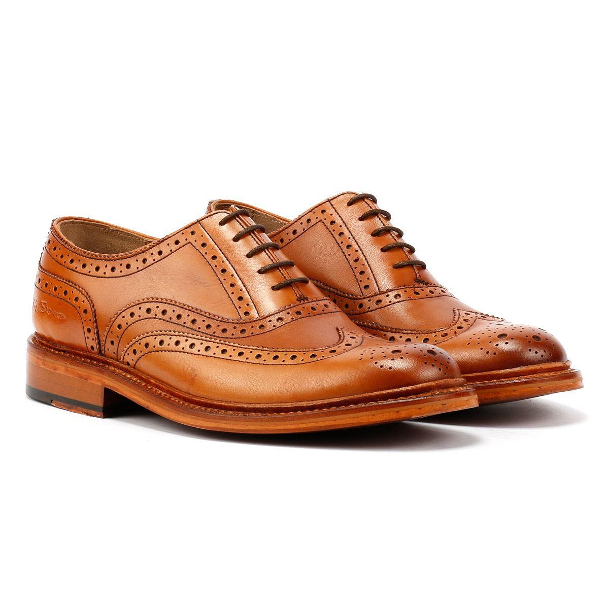Ben Sherman Sugarman Brogue Leather Men's Tan Lace-Up Shoes BEN