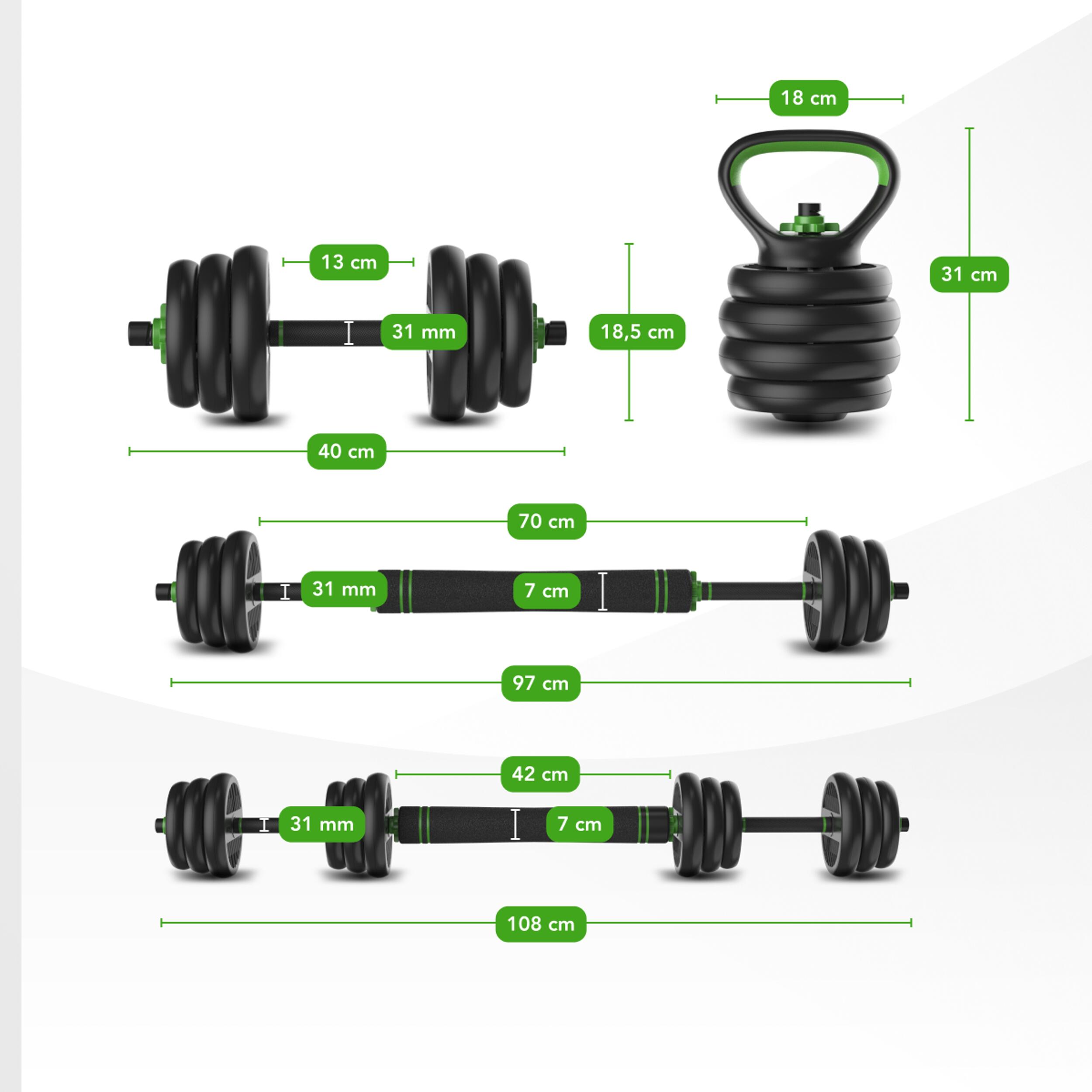 Halter en Dumbbells Gewichtenset - Kettlebell, push-up steunen - 20 kg 2/7