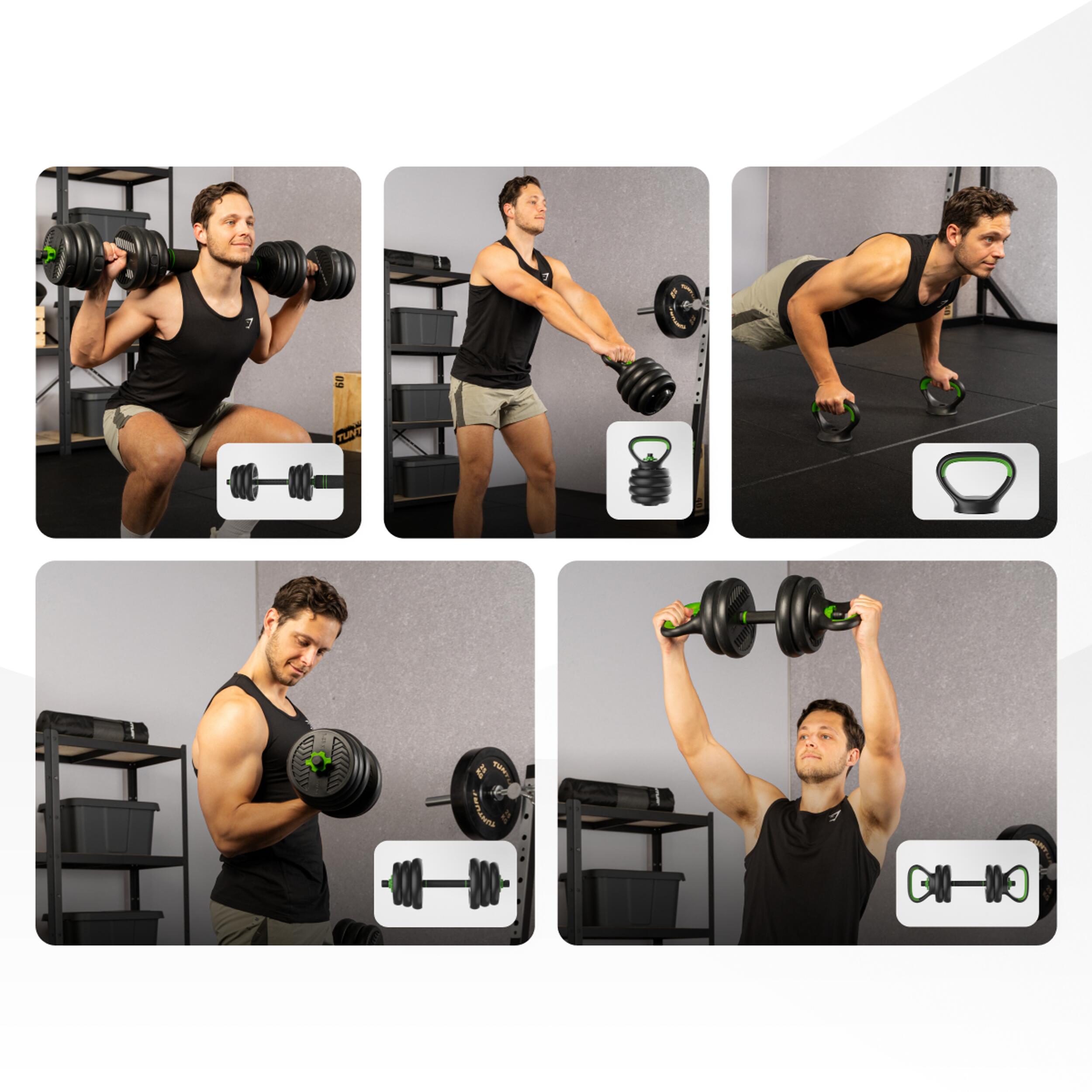 Halter en Dumbbells Gewichtenset - Kettlebell, push-up steunen - 20 kg 6/7