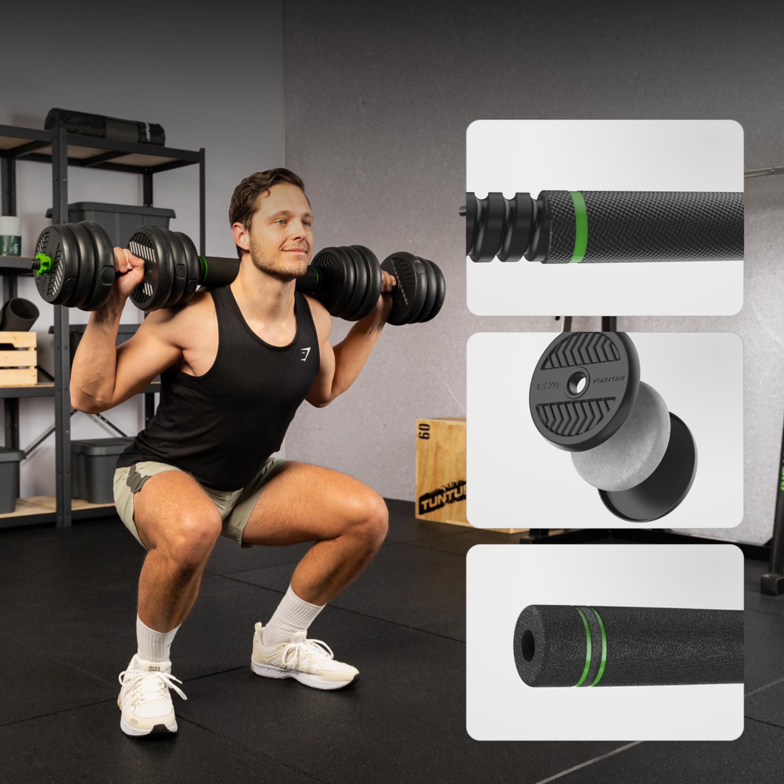 SPORTNOW Ensemble D'Haltères Ajustables 20 Kg 3 En 1 Avec Barres De Connexion Et Poignees Antiderapantes Pour Gymnase~20qflsfs9l001