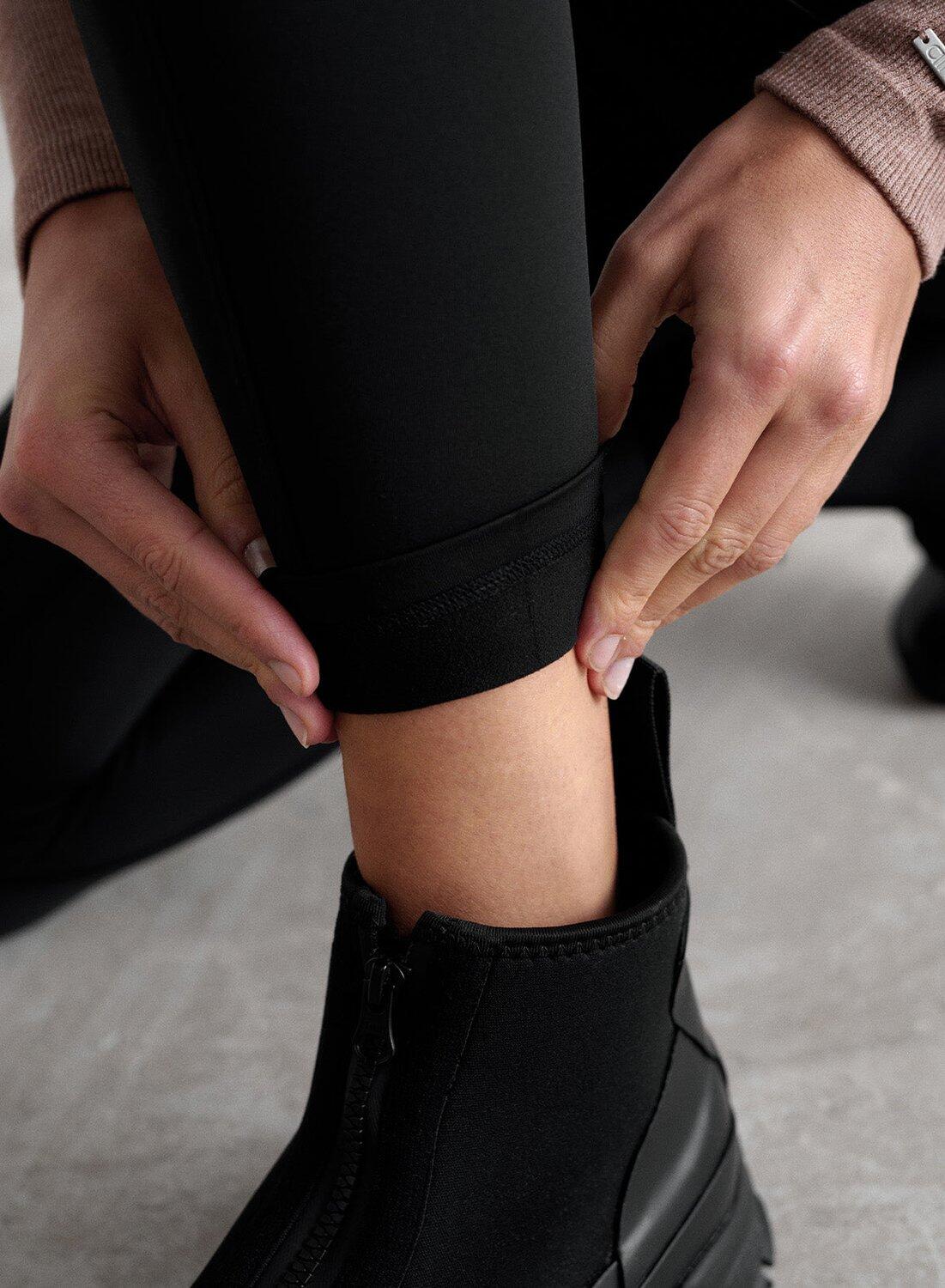 Mujer Leggings Calientes con Plisados Negro 2/6