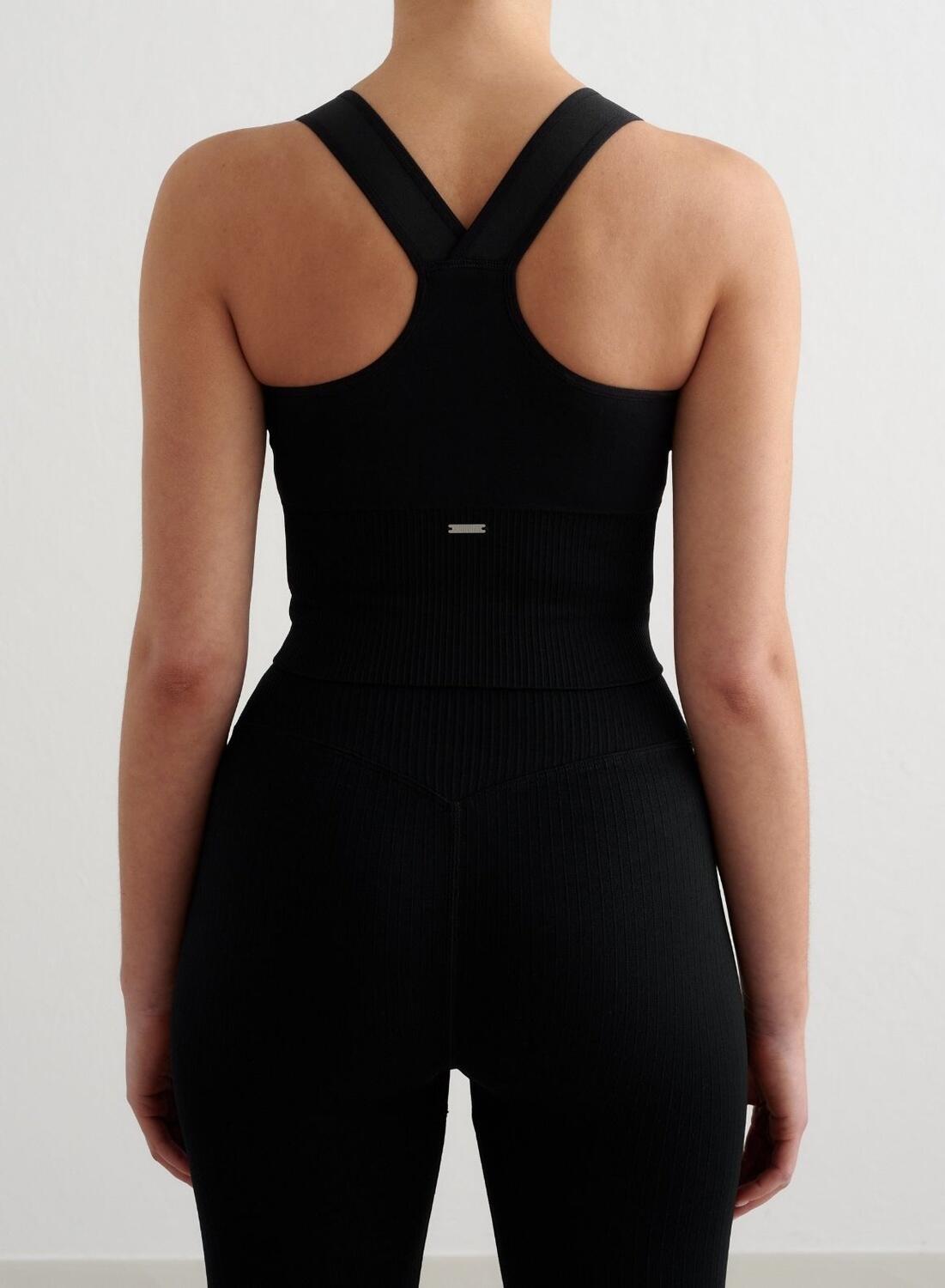 Femme Soutien-gorge de sport Maintien Élevé Sans Couture Bralette Noir 2/6
