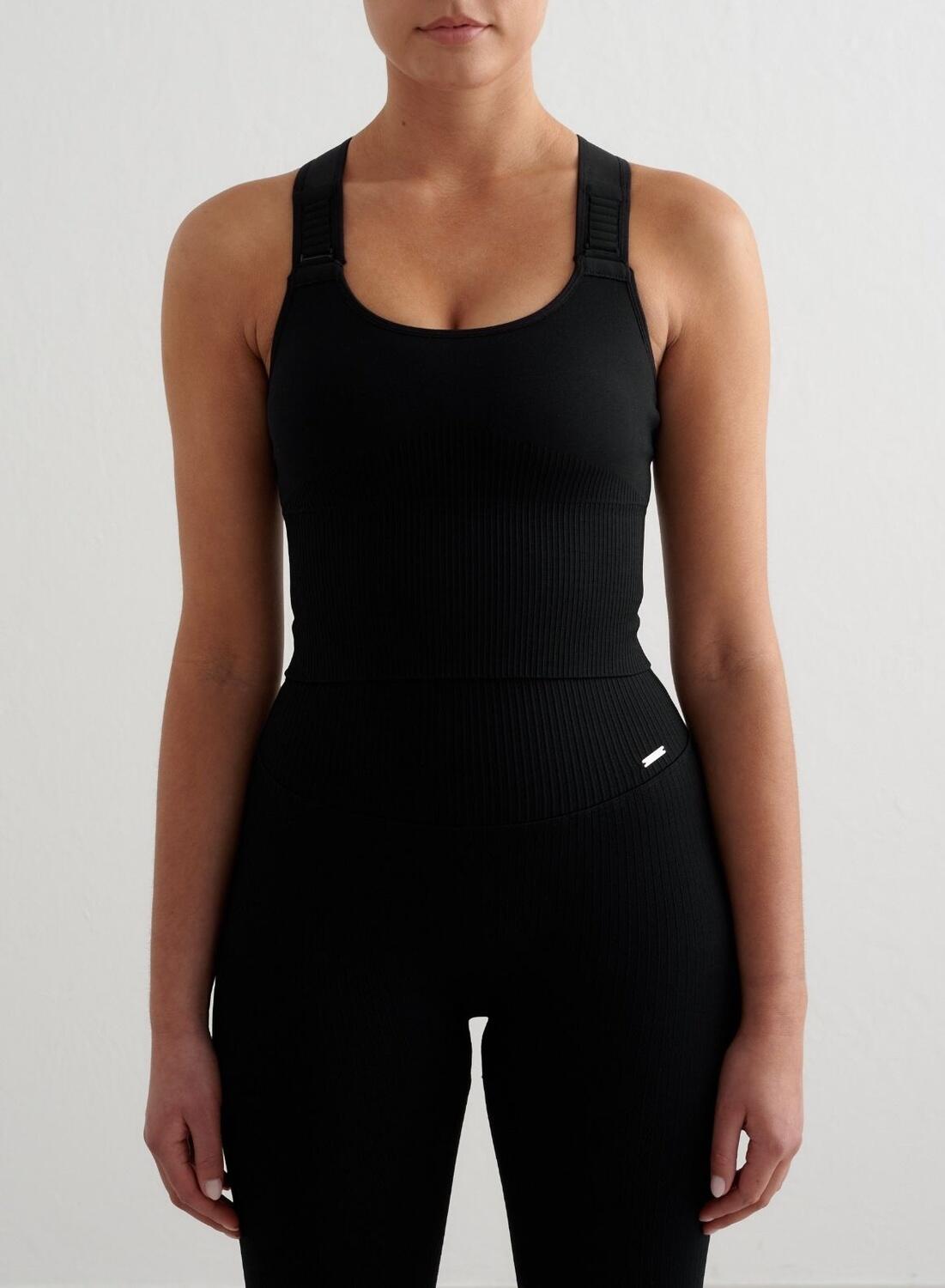 AIM'N Damen Sport-BH Starker Halt Gerippt Nahtlos Bralette Schwarz