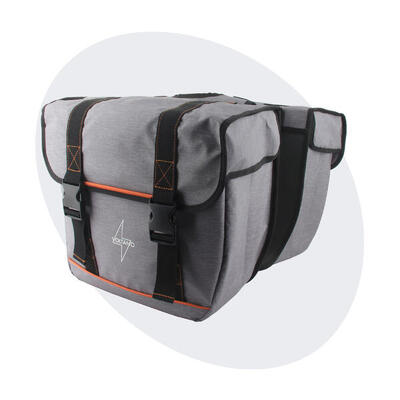 Voltano dubbele fietstas premium afgeschuind - grijs - 44 liter