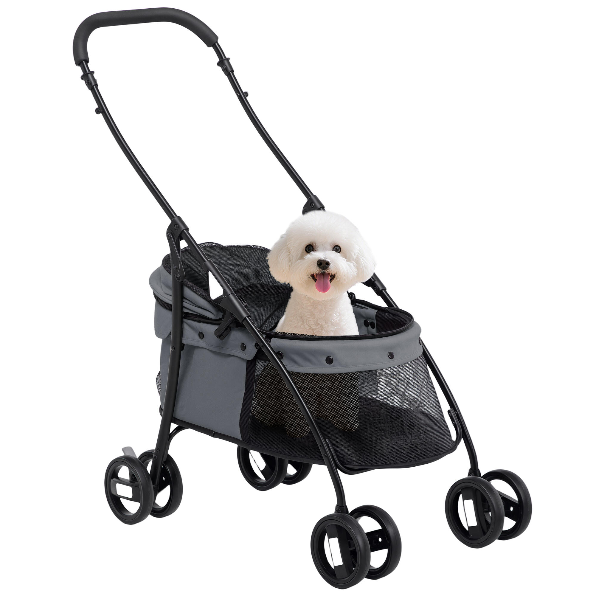 PAWHUT Carrinho para animais de estimação 82x47x97cm cinzento PawHut