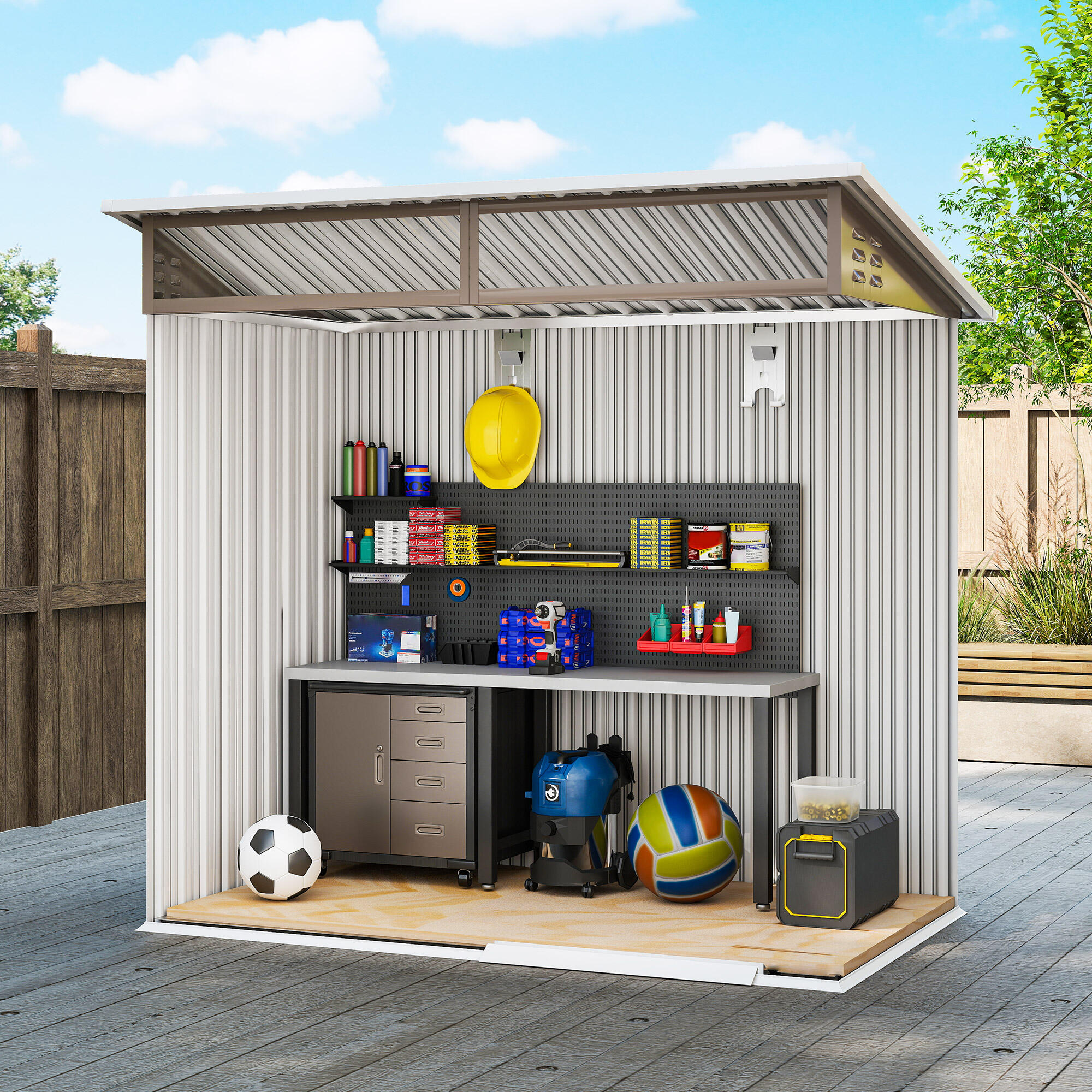 Abrigo de armazenamento 195x122x159-1,82 m marrom Outsunny 5/7