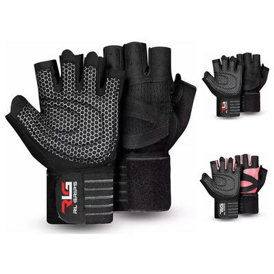 Fitnesshandschoenen met polssteun rl grips voor krachttraining - roze