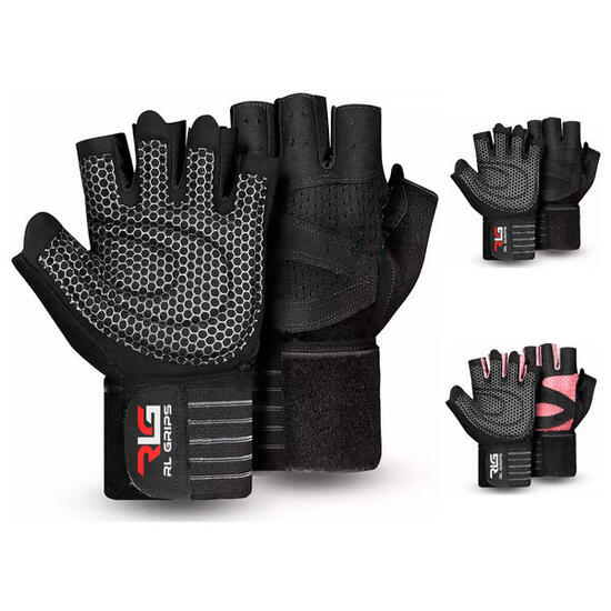 Fitnesshandschuhe mit Handgelenkstütze RL Grips für Kraftsport - Rosa