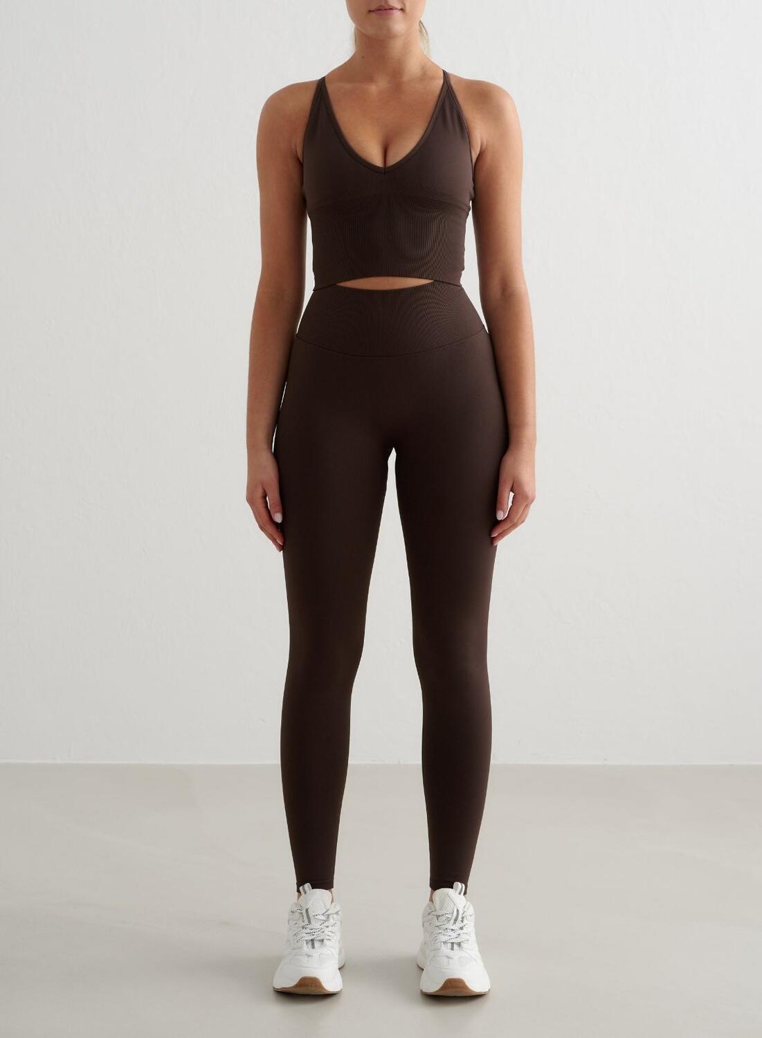 Dames Sportbeha Naadloos Kruis Rug Bralette Chocolade 3/6