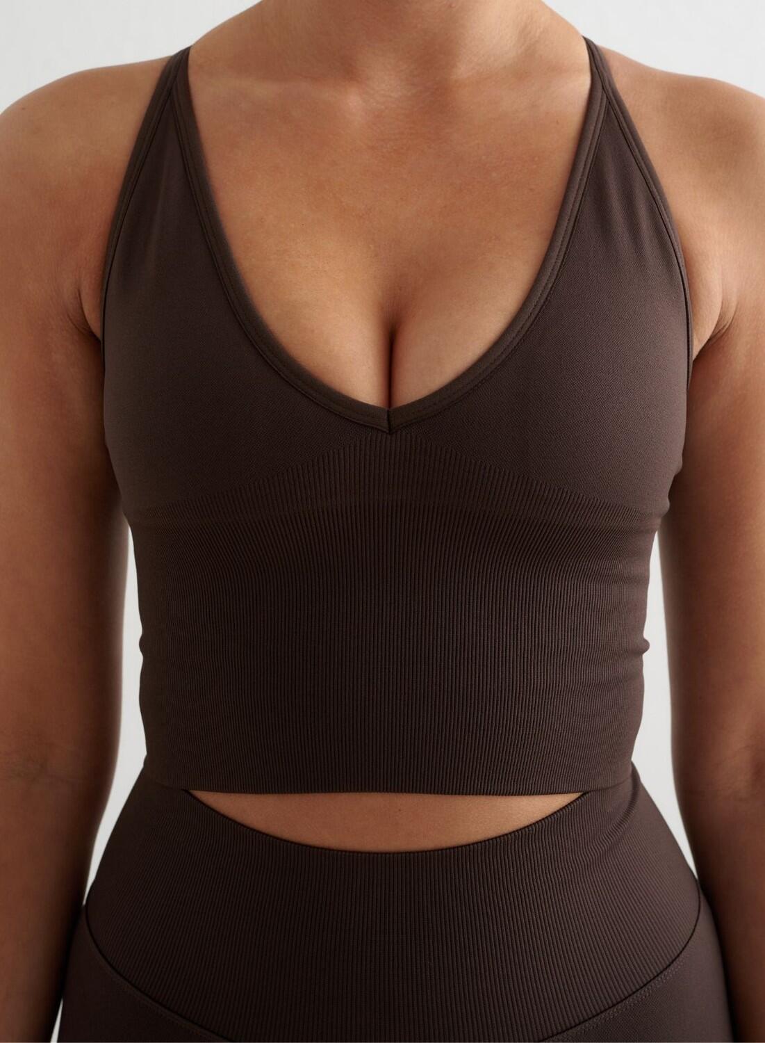 Dames Sportbeha Naadloos Kruis Rug Bralette Chocolade 5/6
