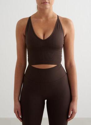 Donna Reggiseno Sportivo Senza Cuciture Schiena Incrociata Cioccolato