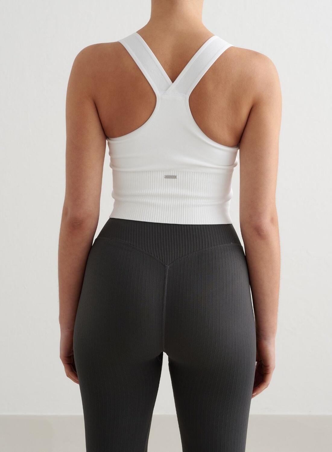 Femme Soutien-gorge de sport Maintien Élevé Sans Couture Bralette Blanc 2/6