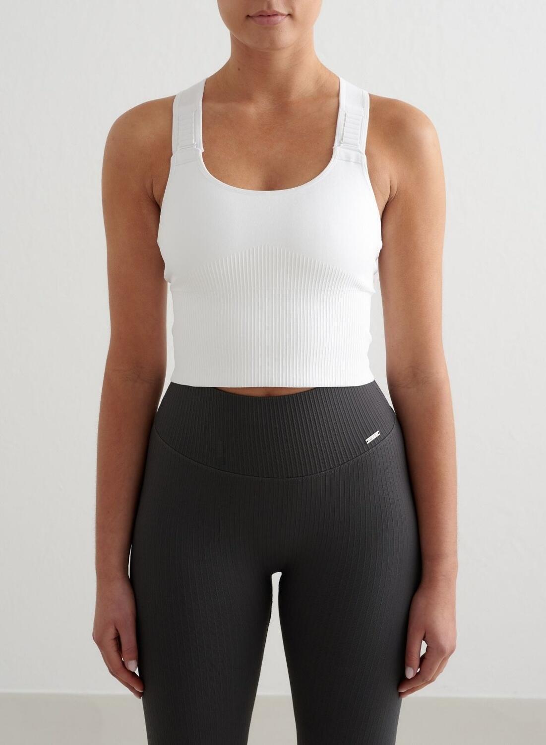 AIM'N Damen Sport-BH Starker Halt Gerippt Nahtlos Bralette Weiß
