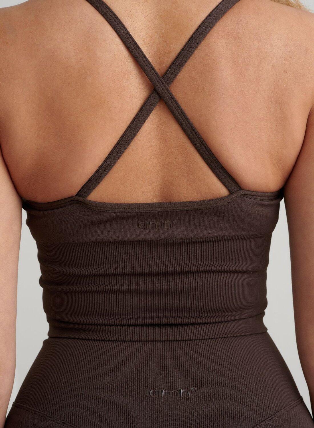 Dames Sportbeha Naadloos Kruis Rug Bralette Chocolade 6/6