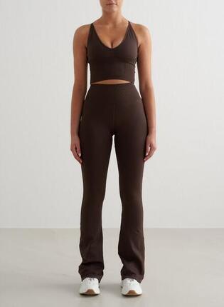 Femme Leggings Évasé Sans Couture Noir