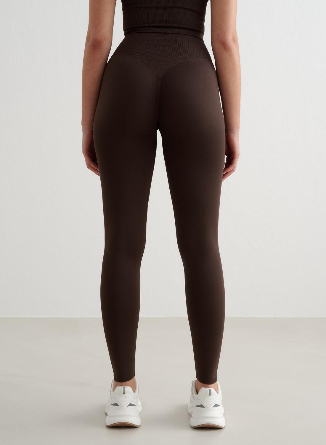 Mujer Mallas Sin Costuras Cintura Alta Squat Proof Petite Shape Marrón Chocolate 6/6