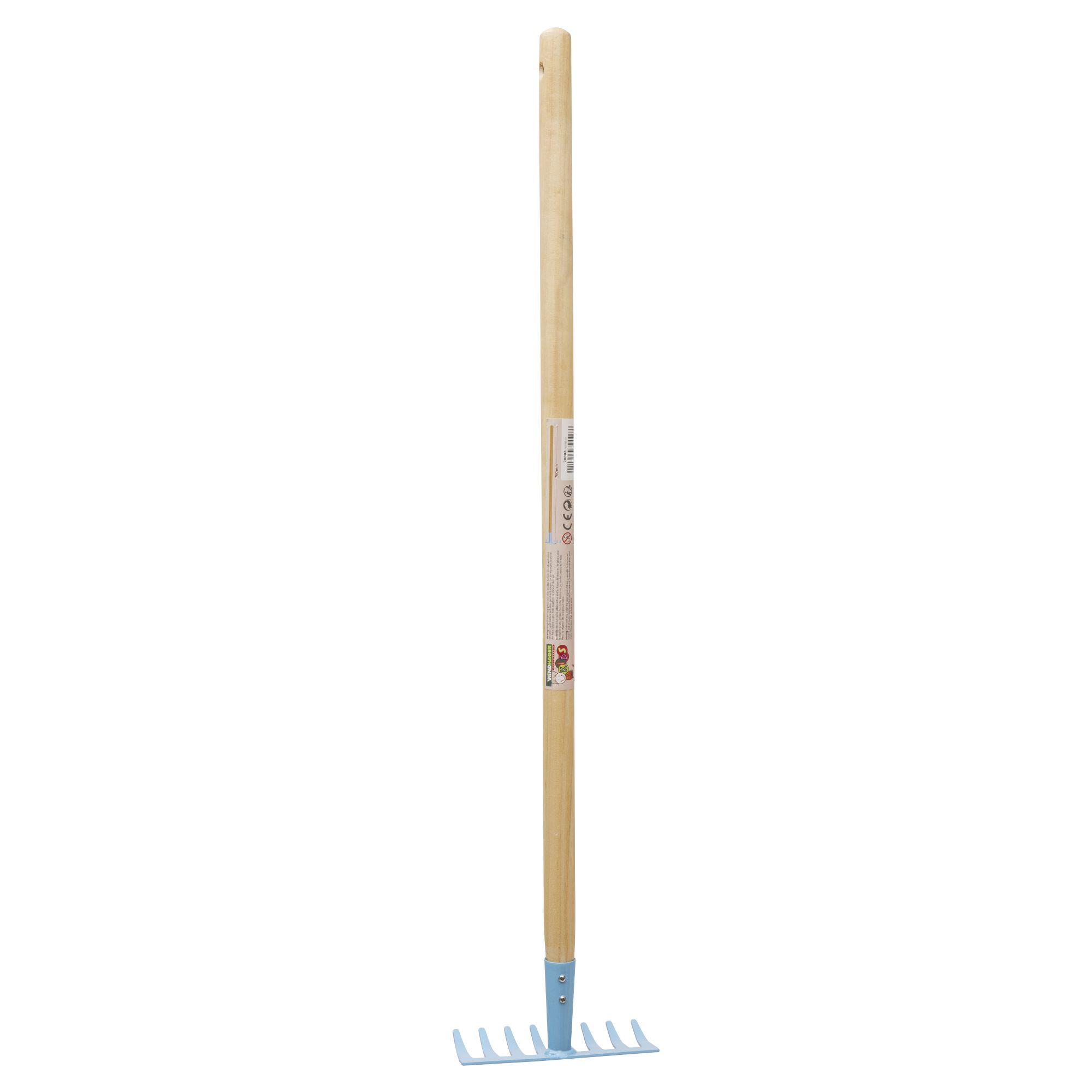 Râteau pour enfant 76 cm Windhager - bleu, manche en bois 4/5