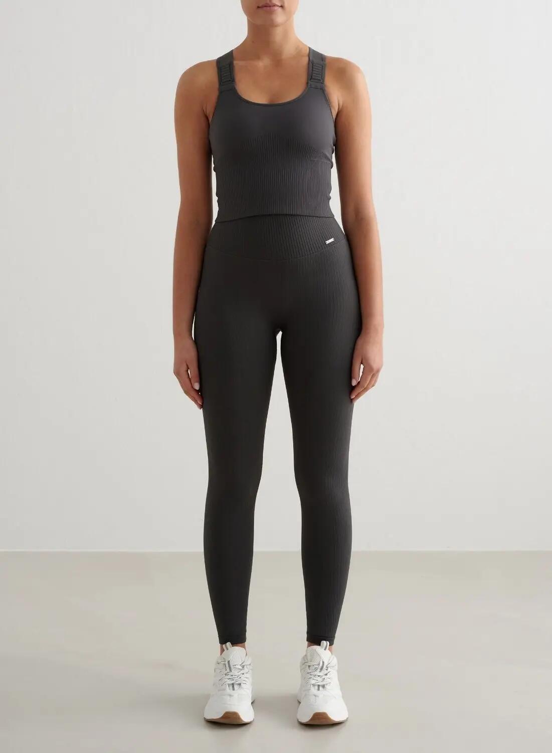 Mujer Sujetador Deportivo Sujeción Alta Sin Costura Bralette Gris Oscuro 3/6