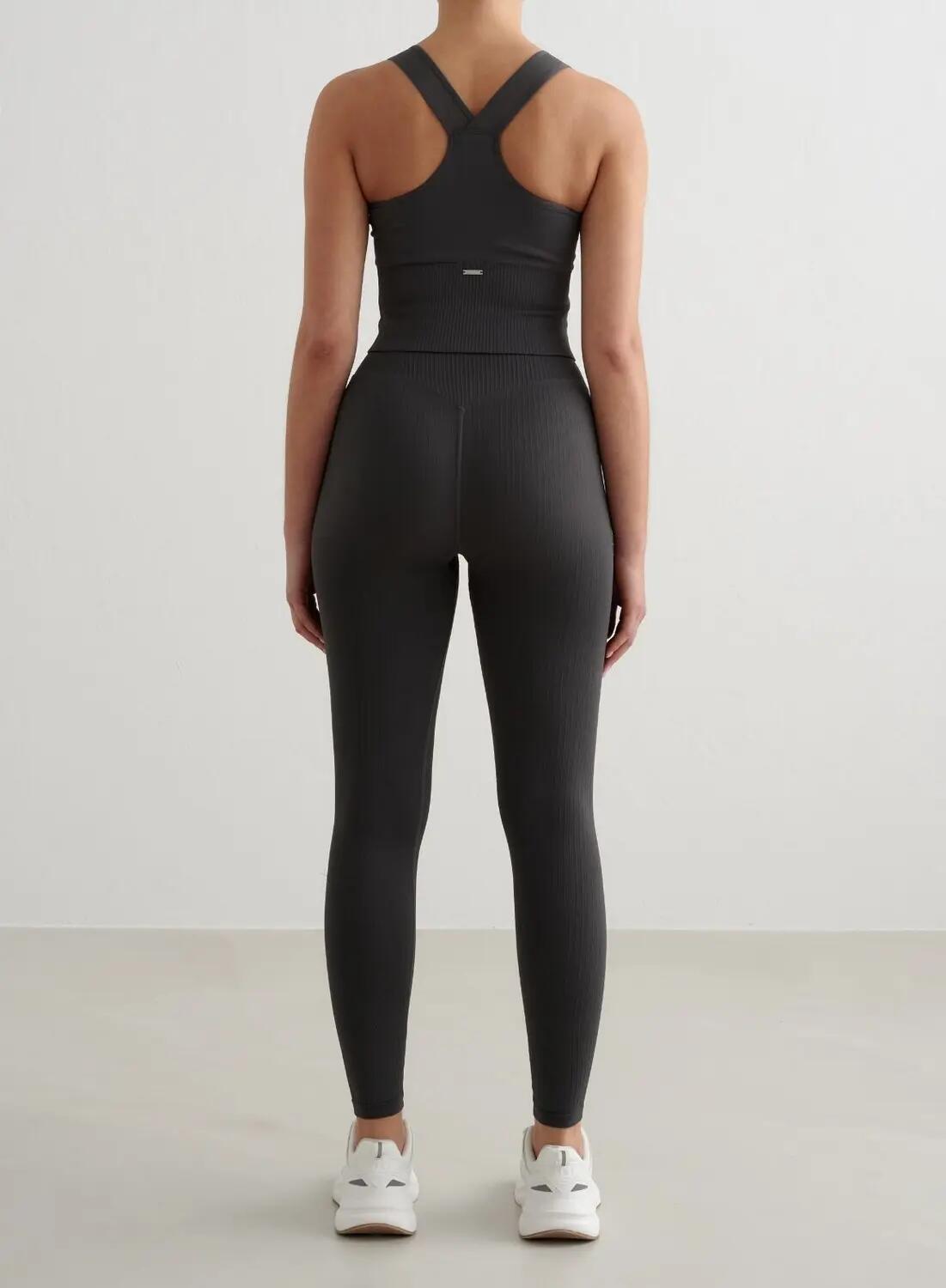 Mujer Sujetador Deportivo Sujeción Alta Sin Costura Bralette Gris Oscuro 4/6