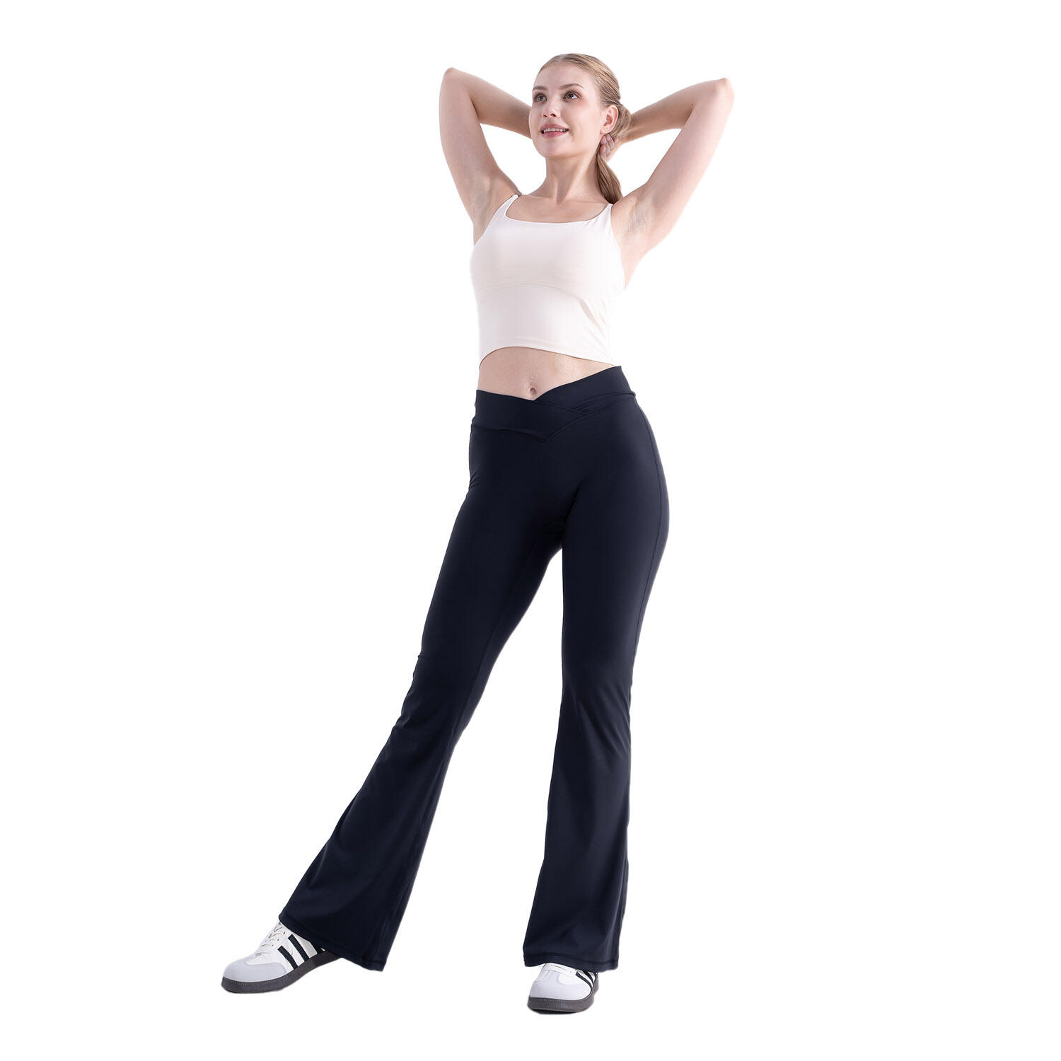 CITYSPORTS Calças de Ioga, Leggings de Ioga para Mulher, Pretas. Cós em V. Tamanho XL