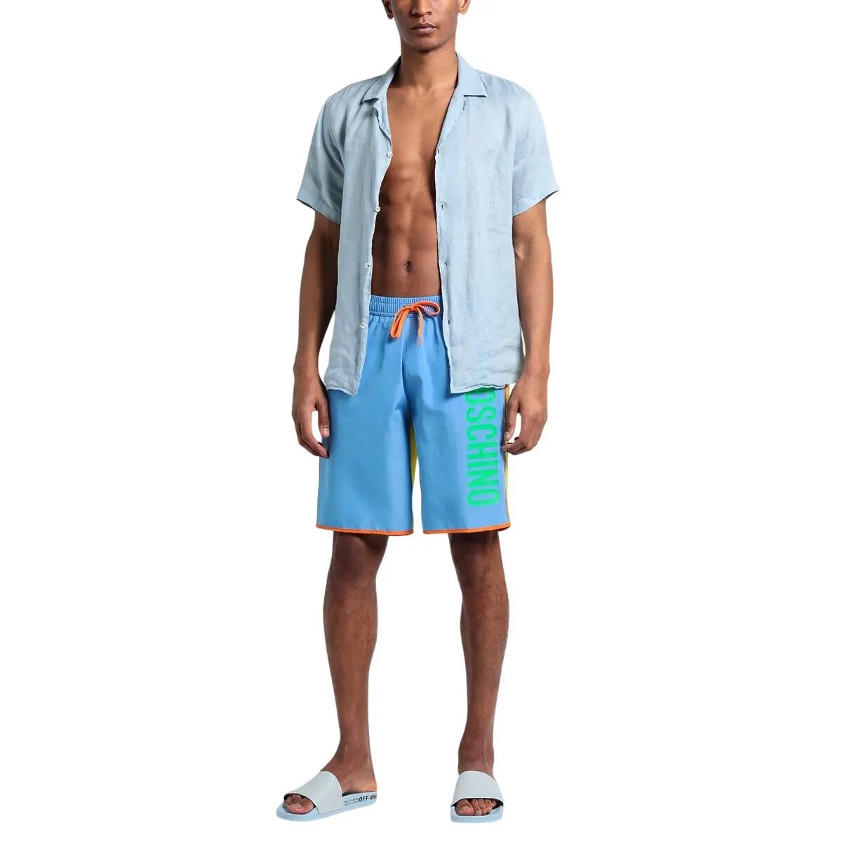 Short De Bain Motif Bloc De Couleurs Homme (Bleu) 4/4
