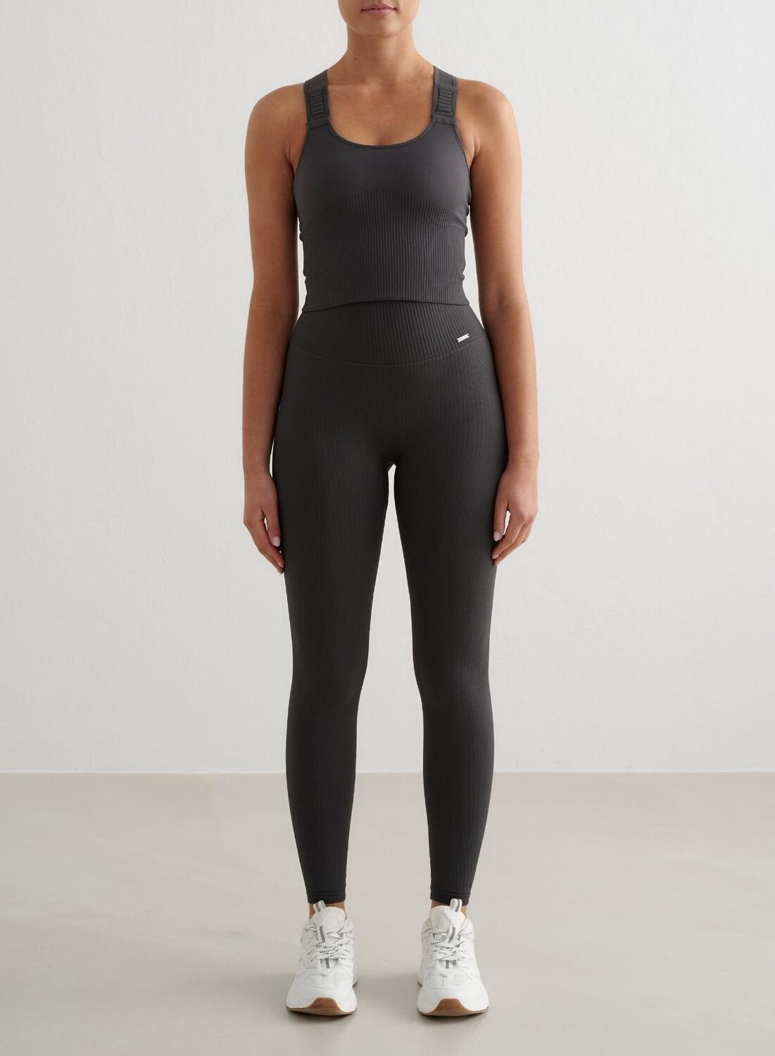 Femme Soutien-gorge de sport Maintien Élevé Sans Couture Bralette Gris Foncé 3/6