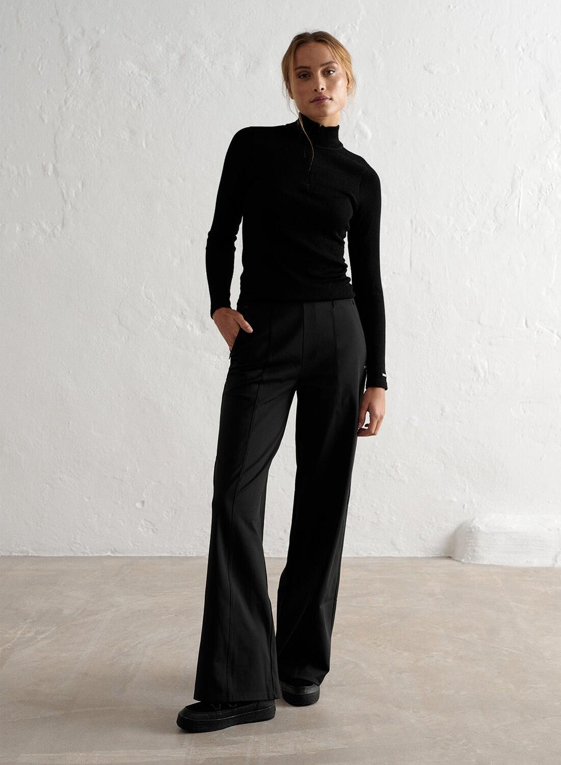 Femme Pantalon Chaud à Plis Noir 2/6