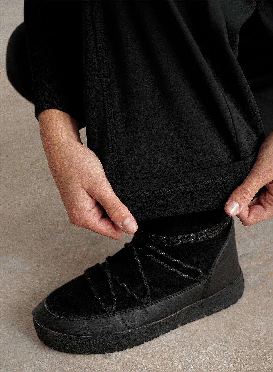 Femme Pantalon Chaud à Plis Noir 5/6