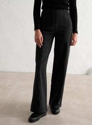 Damen Hose mit Biesen-Falte Wärmender Schwarz